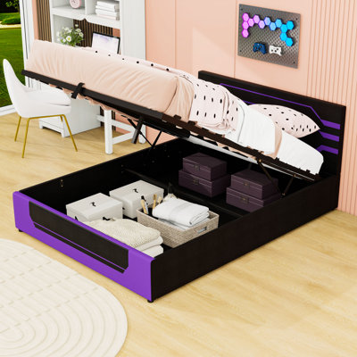 Upholstered Platform Bed with Padded Headboard
