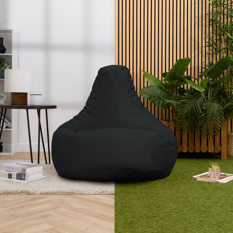 Dalton Water-Resistant High Back Recliner Bean Bag, Black
