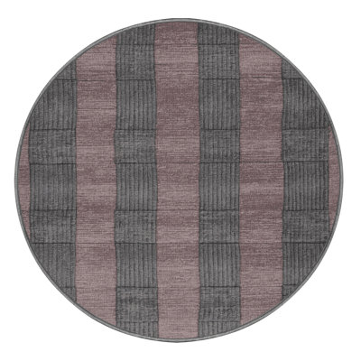 Machine Washable Checkered Gray Area Rug