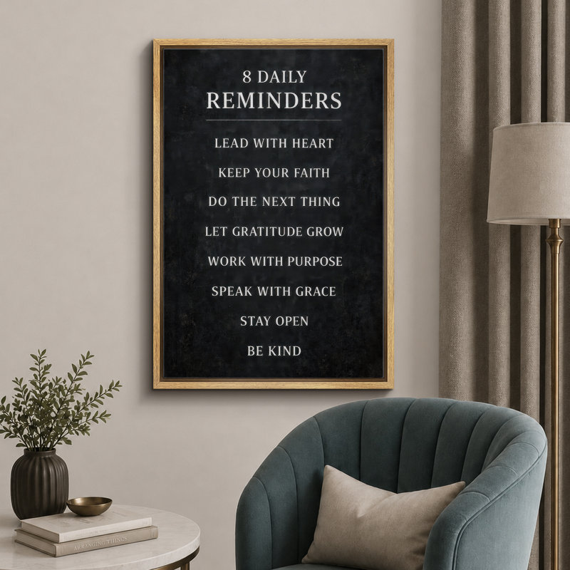 Illustration de huit rappels quotidiens, photos de bureau, impression sur toile encadrée, H 36 po x l 24 po x P 1,5 po
