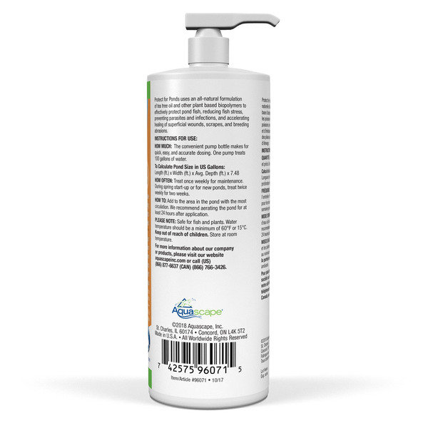 Aquascape PROTECT Water Treatment Koi and Fish Ponds, All-natural Formulation Effectively Reduces Fish Stress and Promotes Fish Health 32 oz / 946ml