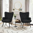 Fauteuil à oreilles rembourré en fausse fourrure avec pieds en métal Modern