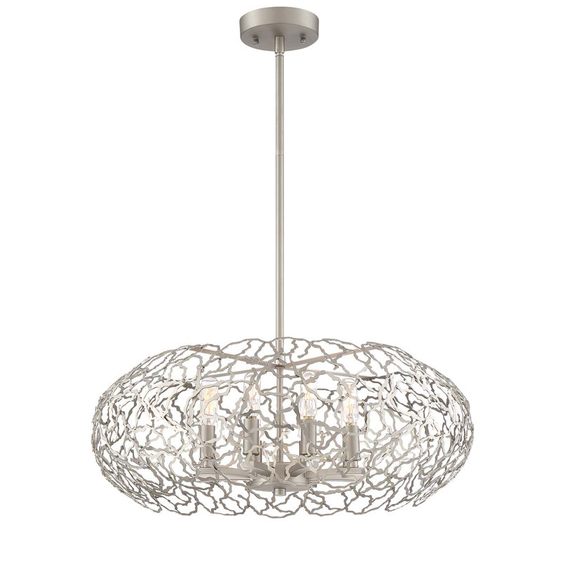 Aicha 8 - Light Dimmable Drum Chandelier, Satin Nickel