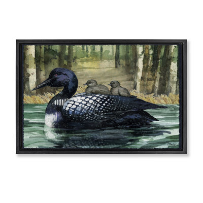 Loon Family on Lake Floating Frame, design by Paul Brent
