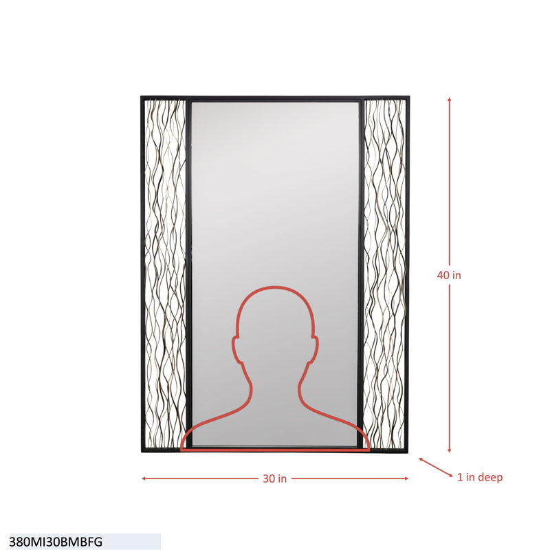Miroir mural Estela 30 x 40 - Noir mat / Or français