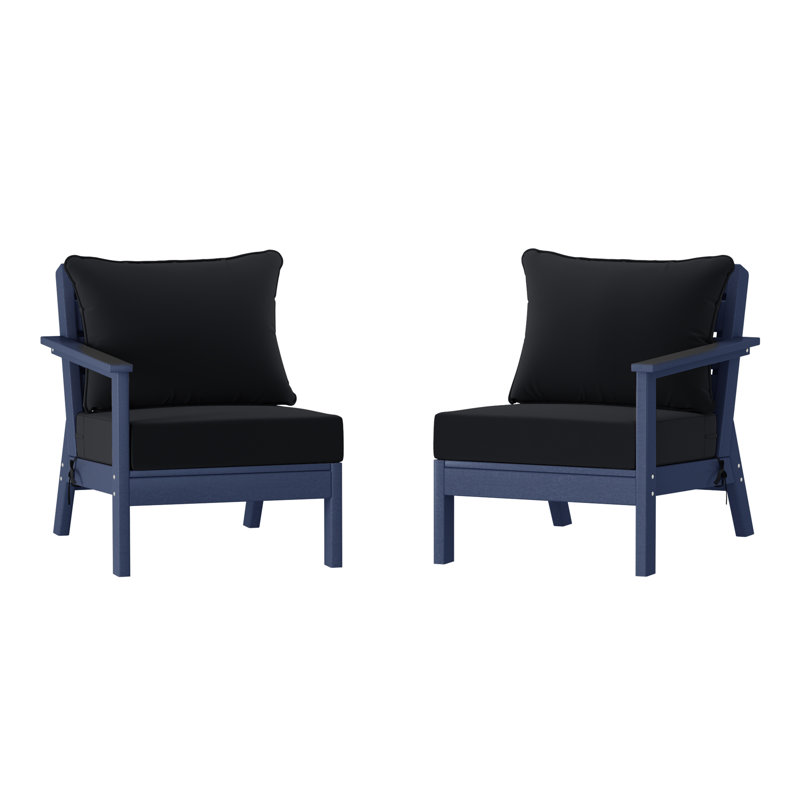Deep Seating Set With Cushions, Navy Blue, Black