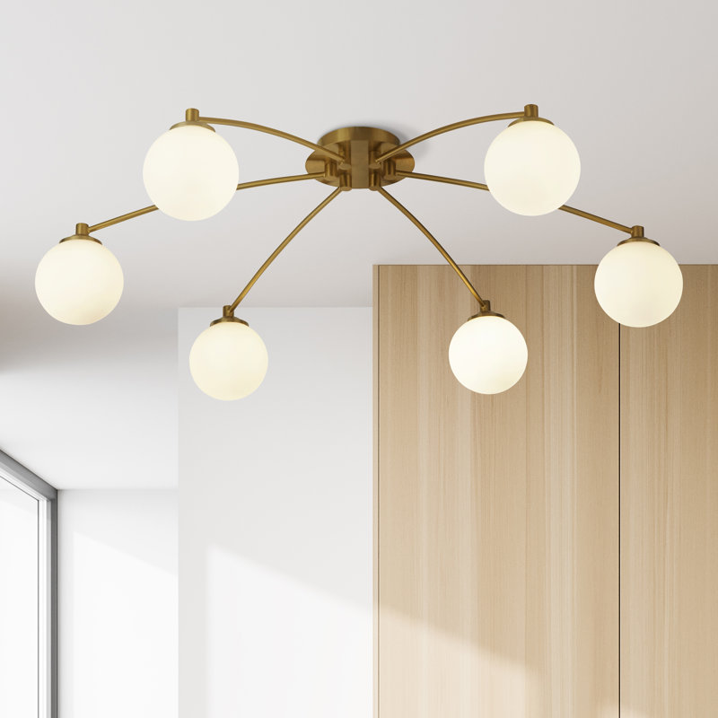 Saunderton Flush Mount, White, Gold