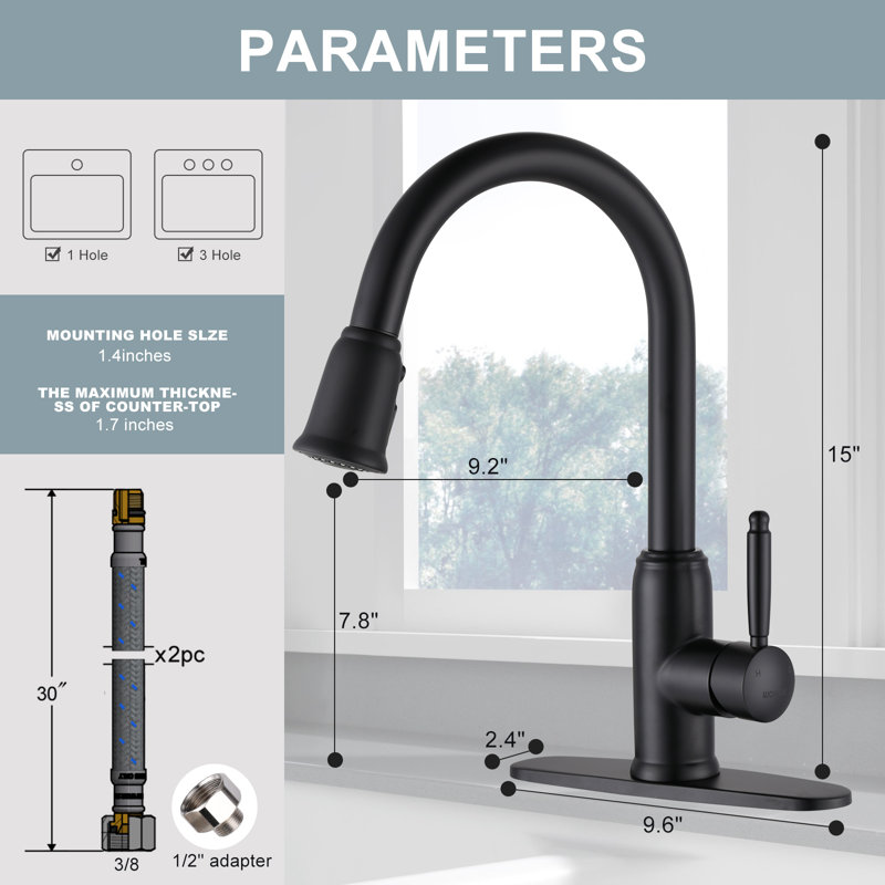 Pull Down Kitchen Faucet, Black