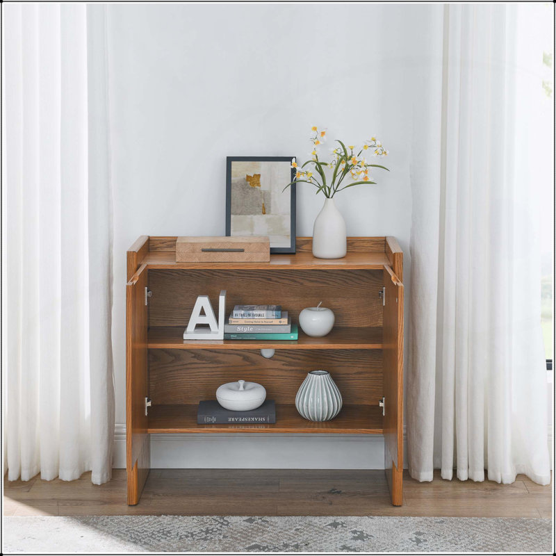 Walnut-colored Sideboard, Buffet Cabinet with Adjustable Shelves and Hidden Handles for Elegant Storage Solutions