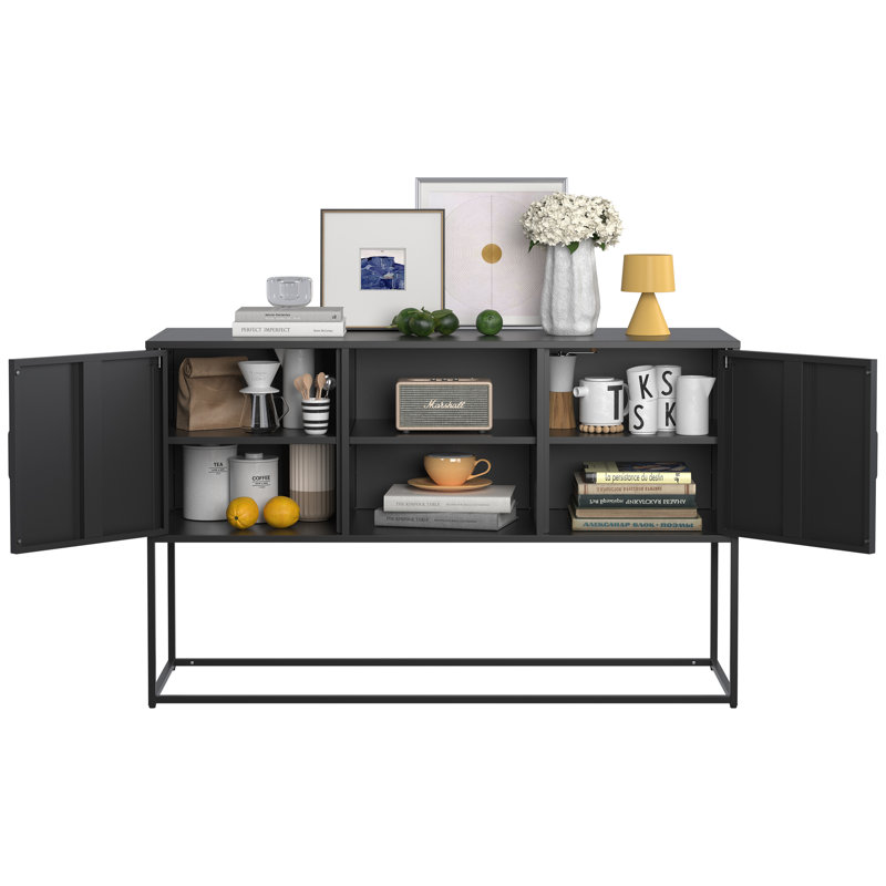 Buffet moderne en métal avec beaucoup de rangement, finition écologique pour la cuisine et le salon