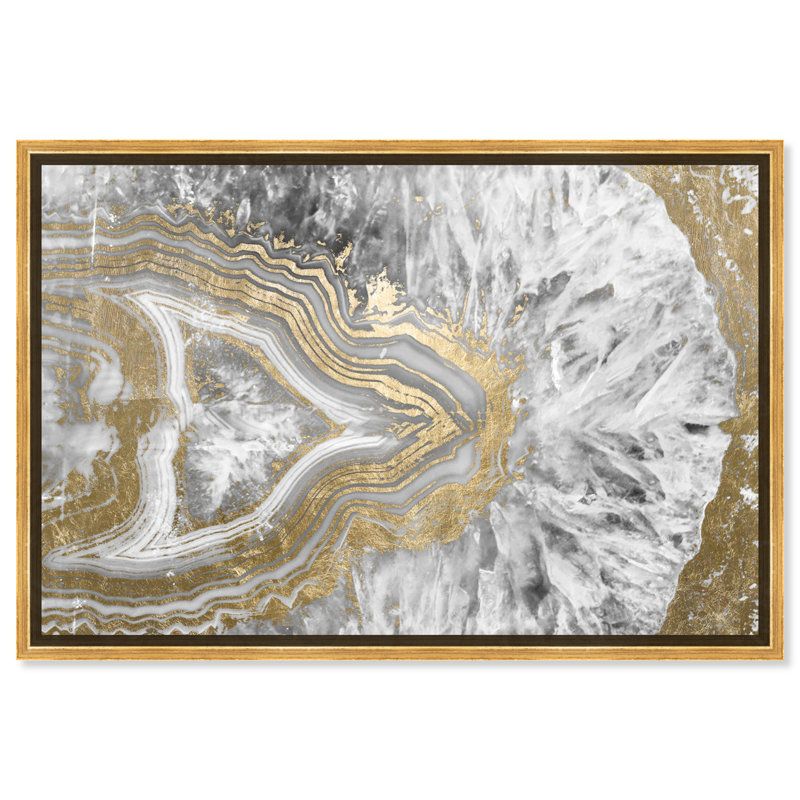 Agate Geode Crystal - Impression sur toile, Cadre doré, H 36 po x l 54 po