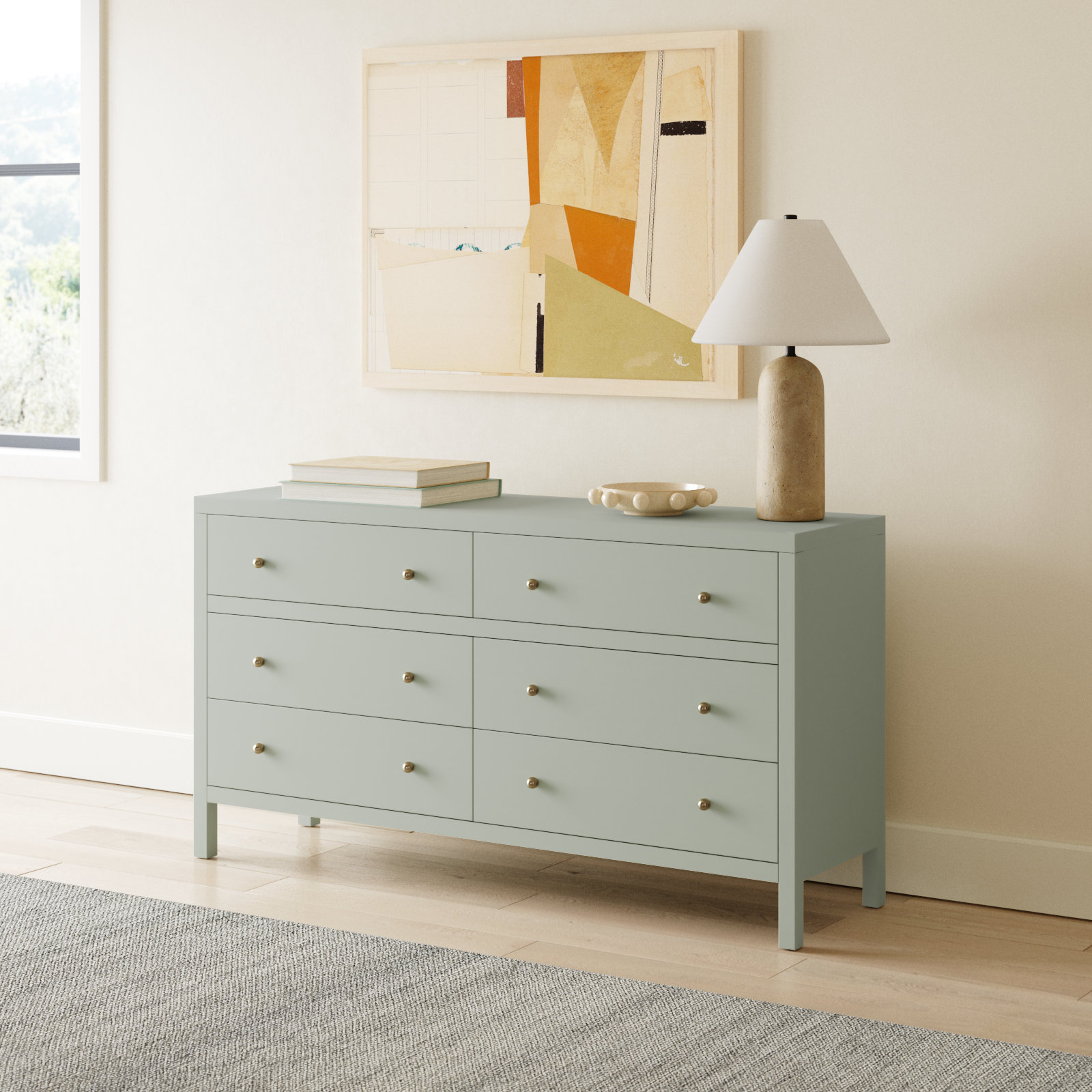 Celine 60" Acacia Double Dresser, Sage Green