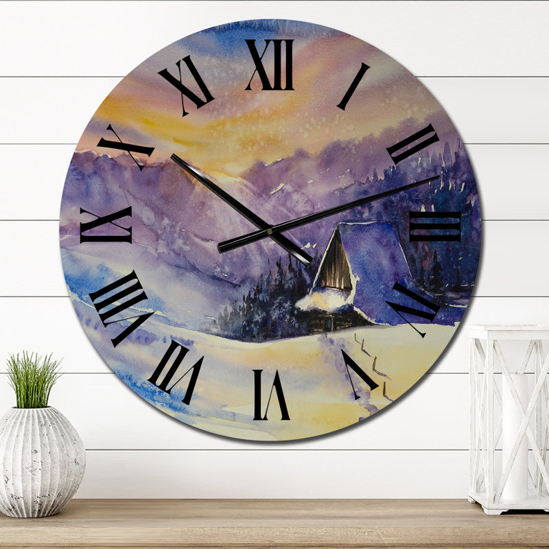 Horloge murale traditionnelle mauve Sunset, Surdimensionné