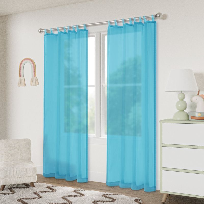 Voile Decorative Tab Top Curtain Pair, 52" W x 96" L, Blue