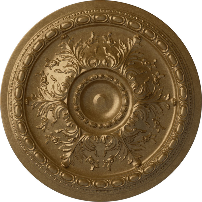 Médaillon de plafond Endurathane Stockport, DE 28 po x P 2 3/4 po (convient aux auvents jusqu'à 6 1/4 po), finition or pâle peinte à la main