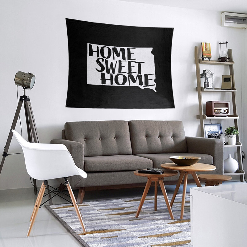 Tapisserie Home Sweet South Dakota, H 80 po x l 68 po, Noir