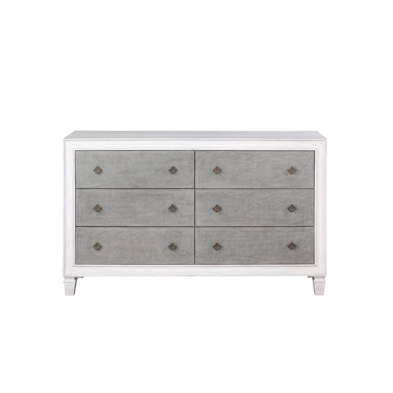 Commode Katia gris rustique et blanc vieilli