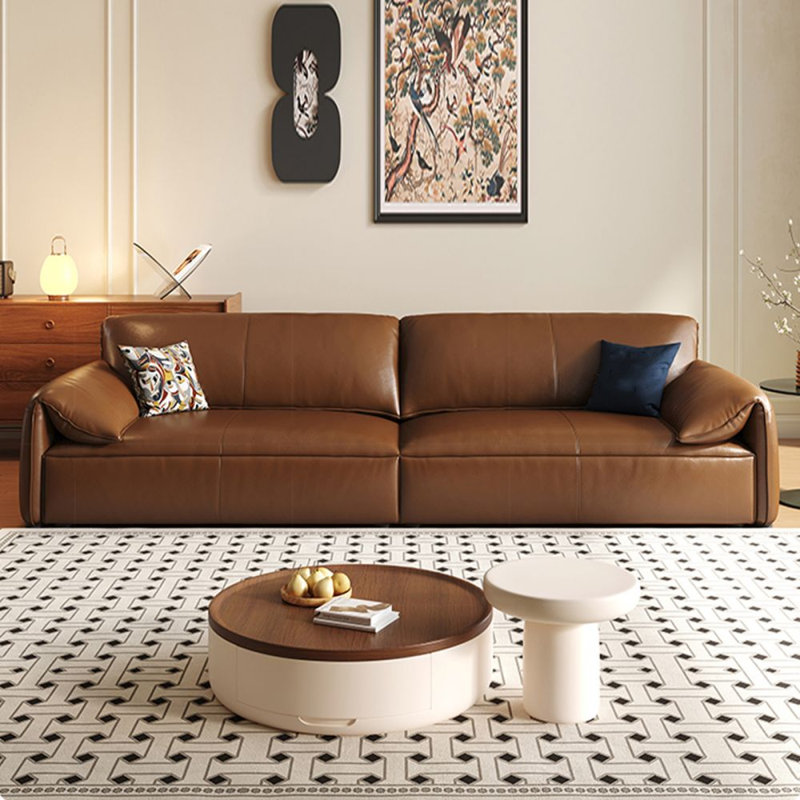 Canapé modulaire en cuir véritable brun Brownness, H 31,5 po x l 110,24 po x P 41,34 po, 4