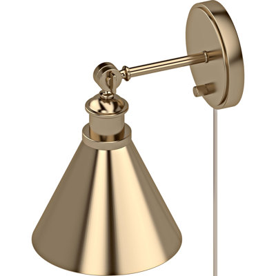 V4981 Ingresar Steel Plug-in Adjustable Antique Gold Armed Sconce with Rotary Style Switch