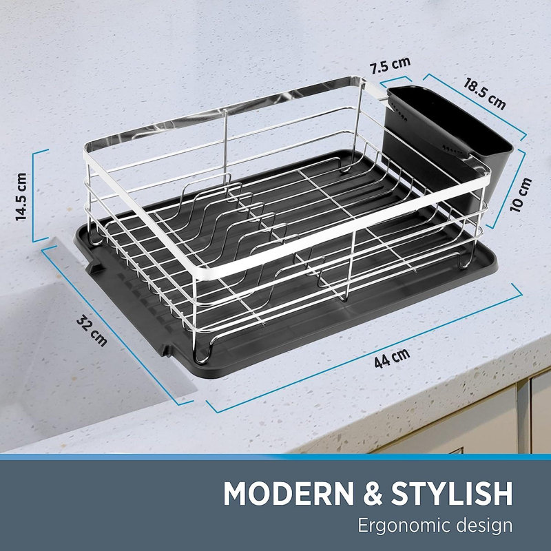 Azura Kitchen Dish Drainer Rinse Basket Sturdy Kitchen Utensils Holder Removable Drip Tray