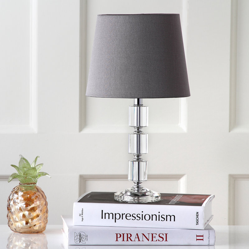 Ensemble de lampes de table en verre transparent 15 po Damore, Gris