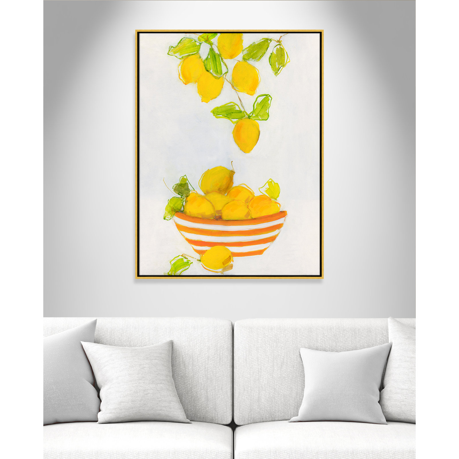 Darcy "Lemonlicious" Painting by Sally Swatland, 41.5" H x 31.5" W x 2" D, Gold Framed Canvas