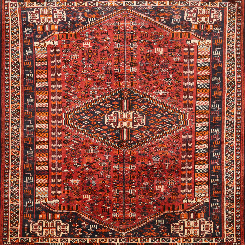 Tapis traditionnel rouge / beige / noir Eneko, Rond 8 pi