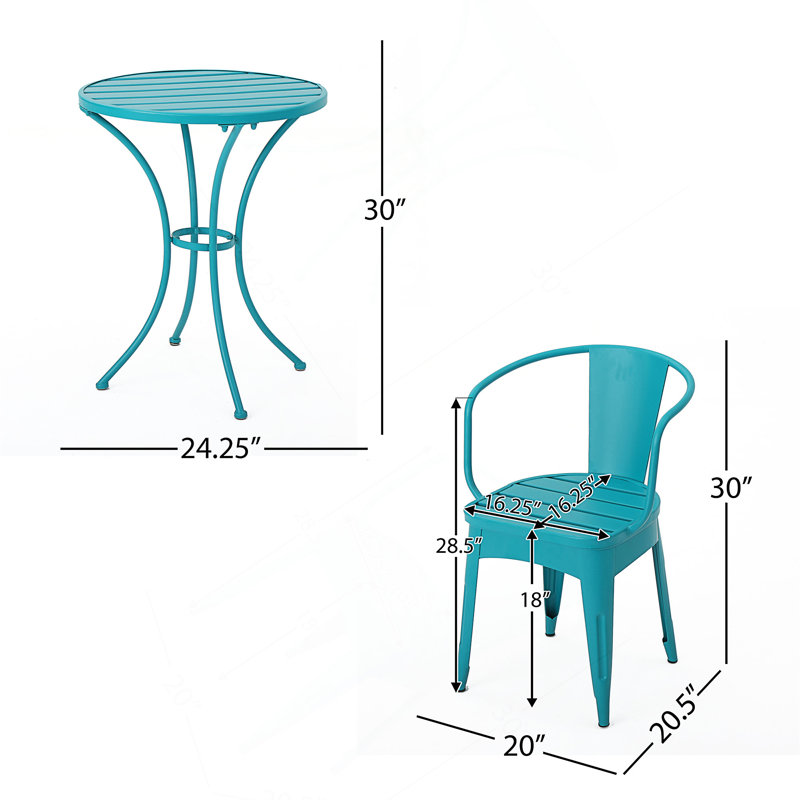 COLMAR 3 PC KD METAL SET, Teal