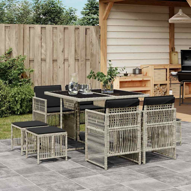 Patio Dining Set with, Light Grey, Black