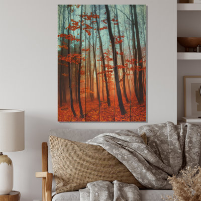 Fantaisie colorée forêt d'automne - décoration murale traditionnelle en bois