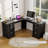60" Farmhouse L Shaped Executive Desk with Drawers,Wood Home Office Corner Desk 