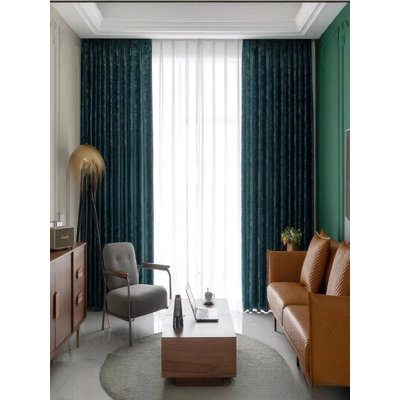 2Pcs Rideau velours bronzé luxueux rétro américain