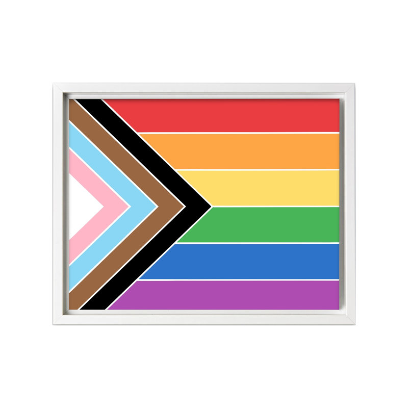 Drapeau Rainbow Pride, Canevas, Encadrement blanc, H 11 po x l 14 po