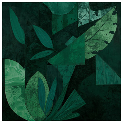 Green Geometric Leaves Bath Mat