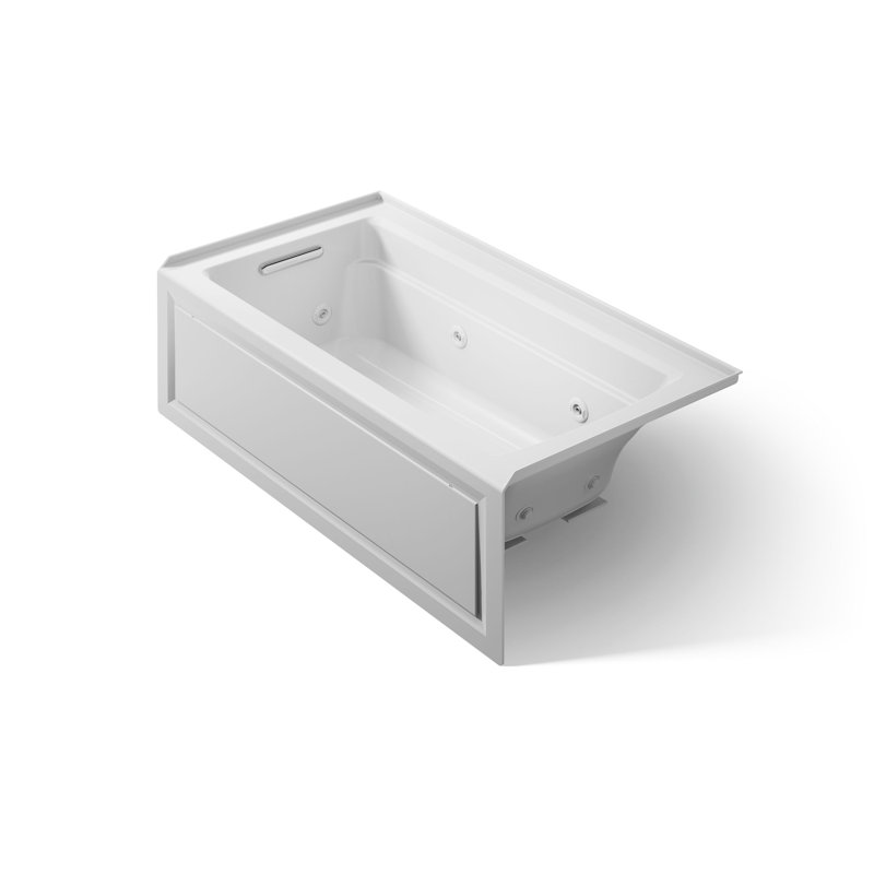 Archer Alcove 60" x 32" Whirpool Bathtub, Ice Grey, Left