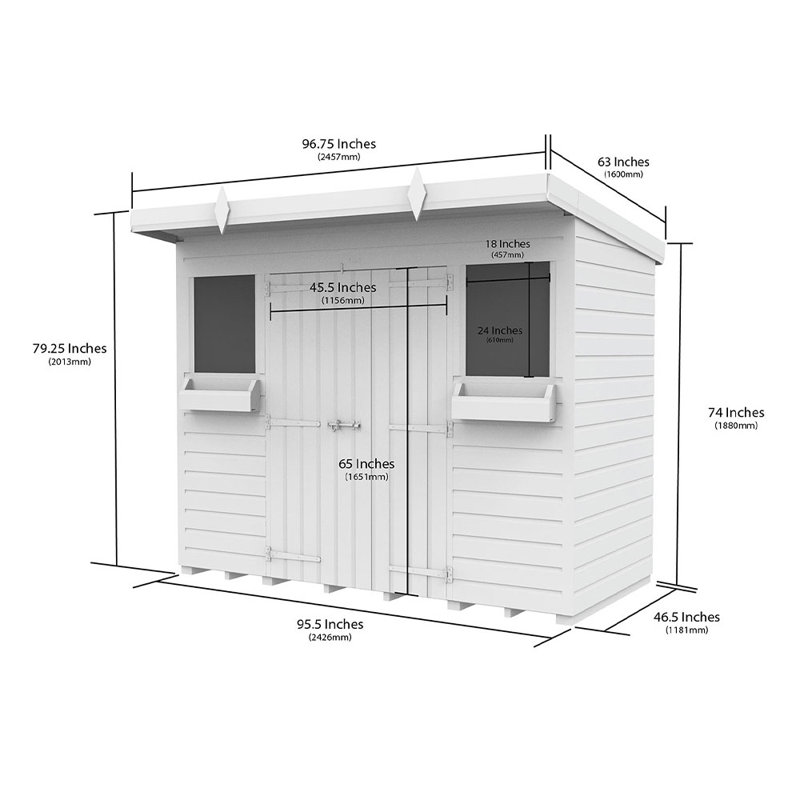 8ft x 4ft Pent Summer Shed