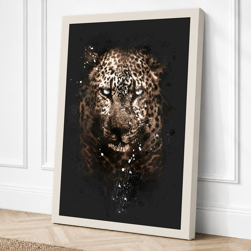 Golden Leopard Modern - Print, 30x20 - 76.2 x 50.8 cm, Cream Border