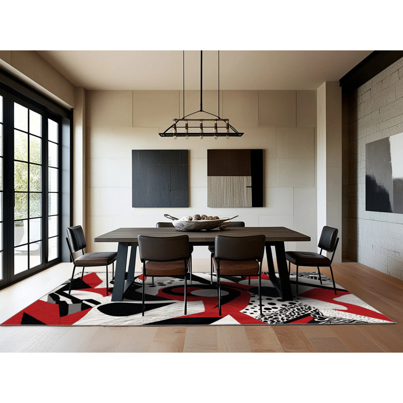 Crimson Fragment Rug, Square 7'