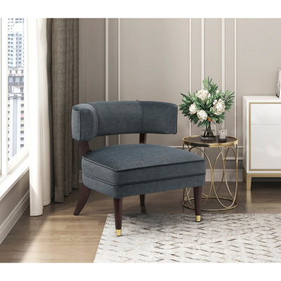 Élégant fauteuil d'appoint en velours gris foncé rembourré en tonneau de bois massif de luxe pour salon 1 pièce