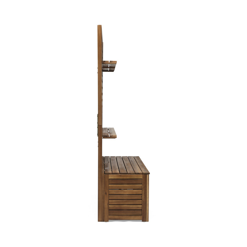 Élégant banc en bois avec support de rangement - entrée 68,38 po de haut x 37,91 po de large 17,56 po de profondeur organisez votre espace