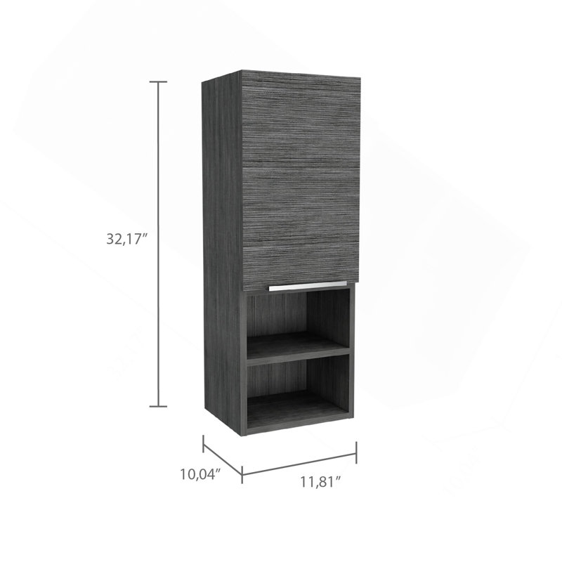 Bathroom Cabinet, Two Interior  Shelves, Two External Shelves, Single Door Cabinet -Smokey Oak, Smokey Oak
