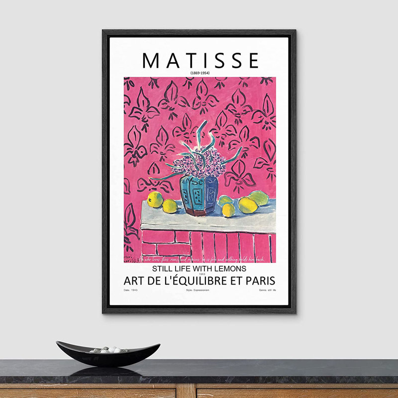 Matisse, nature morte avec des citrons, nature sauvage - cadre flottant, impression sur toile, H 24 po x l 16 po x P 1,5 po