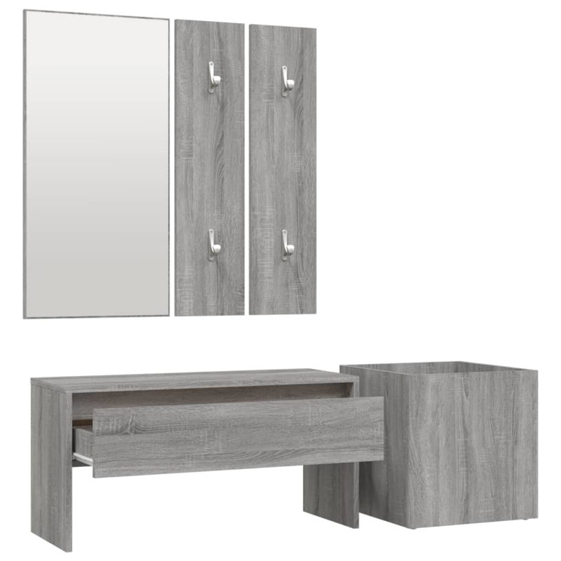 vidaXL Hallway Furniture Set Engineered Wood, Grey