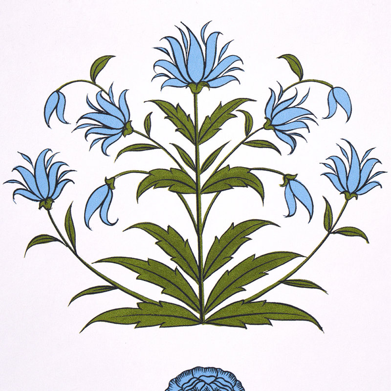 Schumacher x Marie-Anne Oudejans Poppy Stripes Wallpaper, Blue