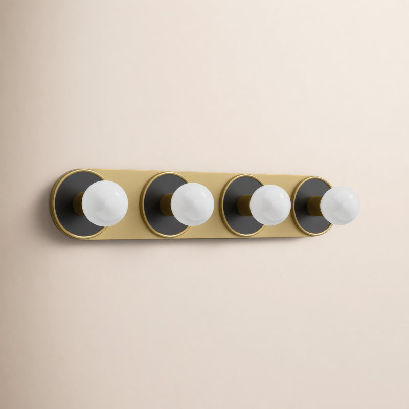 Rocha 4 - Light Dimmable Bath Bar, No, Black/Natural Aged Brass