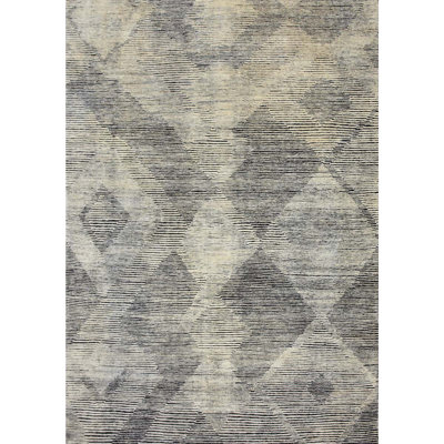 Hand Knotted Wool Striped Area Rug