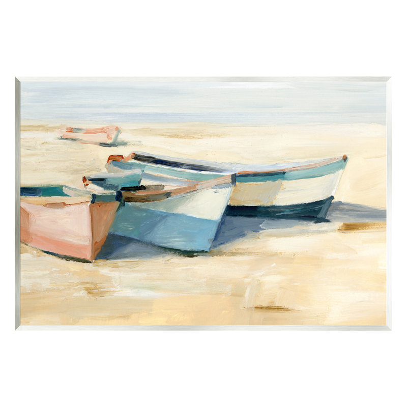 Peinture de bateaux amarrés par Ethan Harper, H 13 po x l 19 po x P 0,5 po