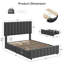 Lit plateforme rembourré avec 4 tiroirs de rangement, tête de lit capitonnée réglable en hauteur, sommier à lattes en bois, sans sommier tapissier, lit en tissu gris pour chambre à coucher ou appartement