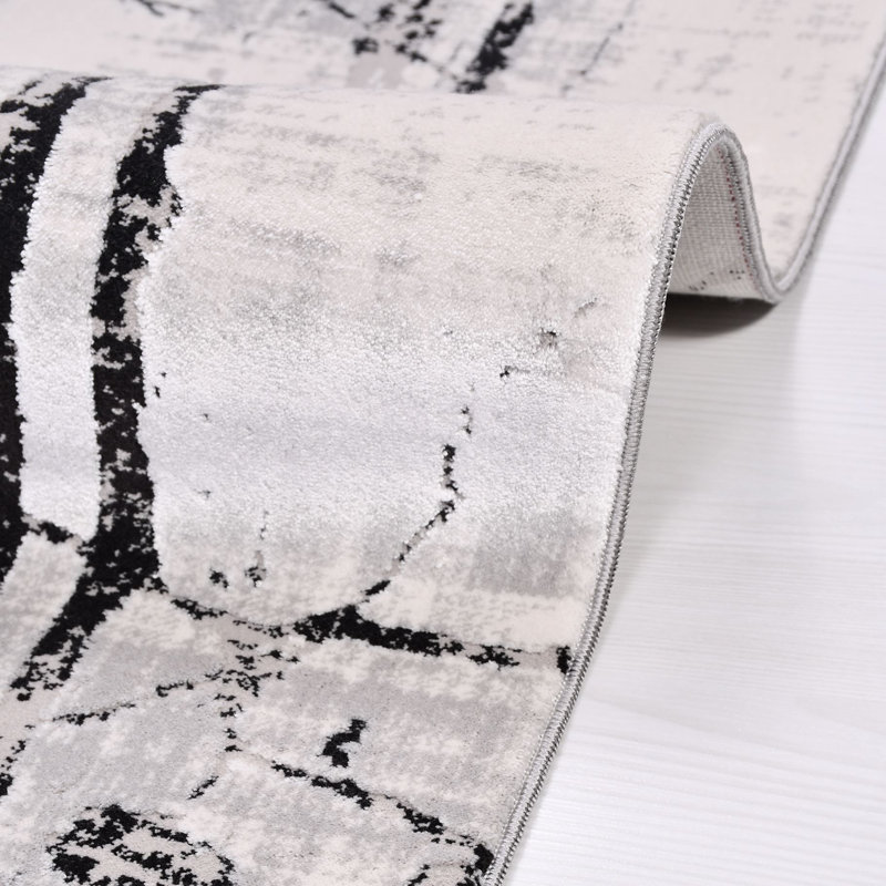 Modern/Abstract Gray Machine Washable Non-Slip Area Rug, Runner 2'7" x 6'6"