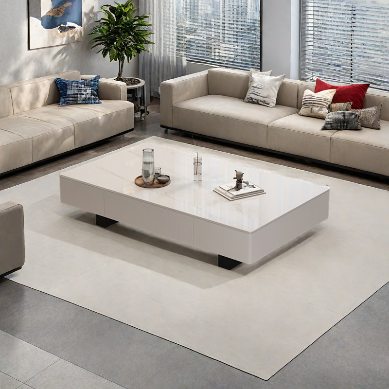 Table basse Modern Luxe, H 15 po x L 55,1 po x l 27,6 po, Blanc